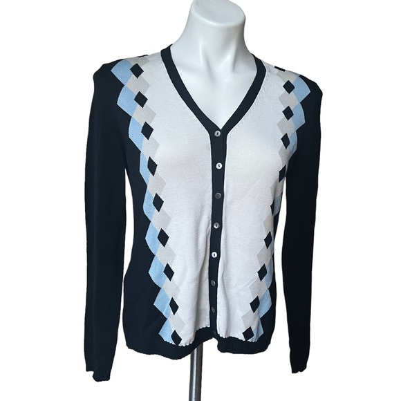 Brooks Brothers Button Down Multi Color Argyle Cardigan Sweater, Sz S - Picture 6 of 11